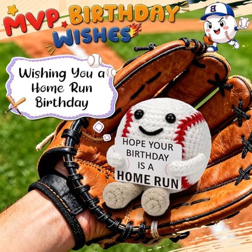 Cute Birthday Card for Mom Dad Grandson Teacher, Handmade Sports Gifts Baskets for Coach Players, Party Favors Decoration Baseball Christmas Birthday Gifts for Son Daughter, Crochet Gifts for Women B0GWQVK2Z9