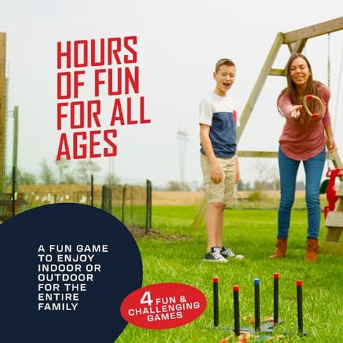 FLINGSPORT Ring Toss Game, Incl. 6 Rings, Case, Gifts for Kids, Outdoor Yard Games for Kids Adults & Family, Backyard Party Activities, Gifts for Teens, Boys & Girls Ages 8-12+ Years Old