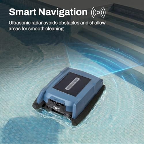 Betta Neo Solar-Powered Robotic Pool Skimmer with App Control & Ultra Long-Range Gateway System, Weather-Adaptive & Scheduled Cleaning, Dual Charging Options, for In-Ground & Above-Ground Pools (Blue)