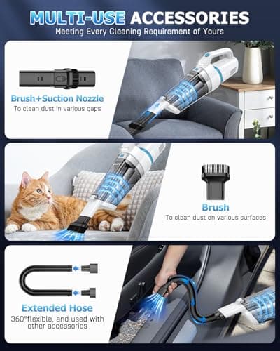 AHNR Handheld Vacuum Cordless, 16000PA Powerful Suction Hand Held Vacuum Dust Busters Cordless Rechargeable with LED Light & 2 HEPA Filters, Portable Car Vacuum Cleaner High Power for Car Home Office