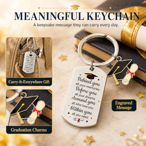 HAPPYPOP Graduation Gifts 2026 – 5-Piece Gift Box with Glass Cup, Bracelet, Keychain, Socks & Congrats Card for Men Him B0GMJJNMZ3