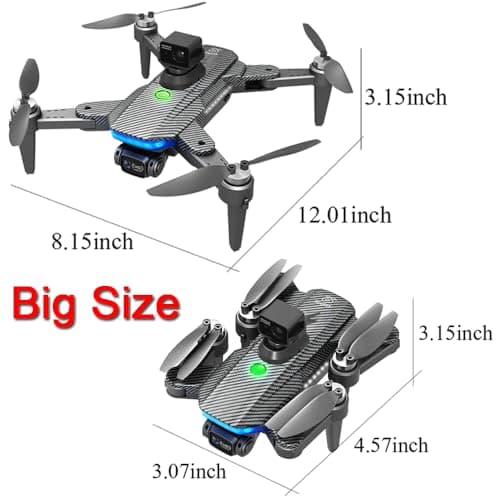 Lozenge Drones 360° Obstacle Avoidance Brushless Drones with Camera for Adults 4K GPS Smart Follow Auto Return Long Battery Life Quadcopter Big Size L900 HJ90 3 Battery Black Carbon Fiber Pattern