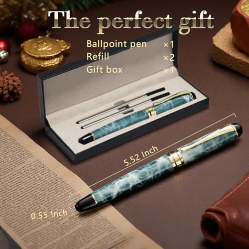 Luxury Ballpoint Pens Black Ink 0.5mm Medium Point Work Pen Smooth Writing,Elegant Fancy Nice Gift Pen Set for Signature Executive Business Office Supplies - Gift Boxed with Extra Refills