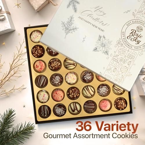 Christmas Cookie Gift Basket - 36 Gourmet Christmas Cookies | Holiday Cookies, Christmas Gift Ideas for Coworkers, Family, and friends - Made in USA