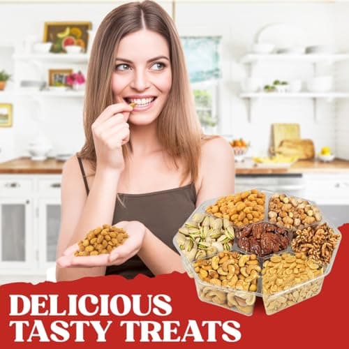7 Sectional Platter With a Variety of Freshly Roasted Nuts, Beautifully Packaged Gift for Birthday Nuts Gift Basket B0CGVVR2H9
