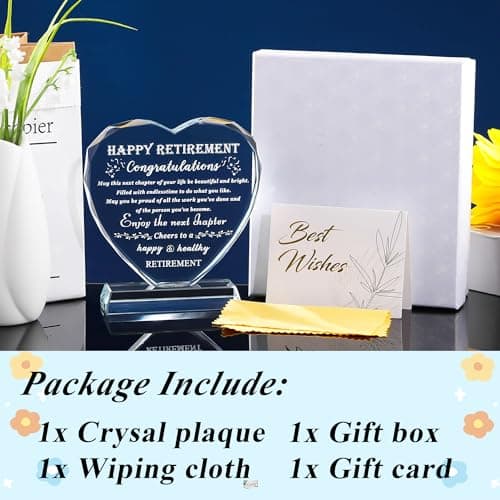Retirement Gift for Women Men Crystal Best Retirement Gifts Keepsake Meaningful Farewell Gifts for Friends Leaving Gifts Plaque for Women Crystal Happy Retirement Gifts for Doctor Nurses Teacher