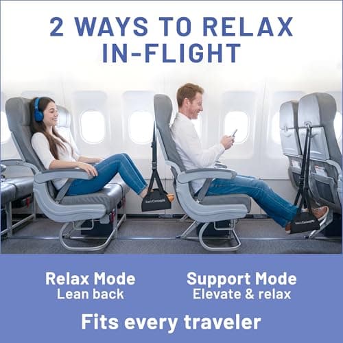 BASIC CONCEPTS Airplane Foot Hammock for Plane Travel Essentials - Airplane Travel Essentials, Long Flight Foot Rest - Plane Gadgets B07SK6ZFLM