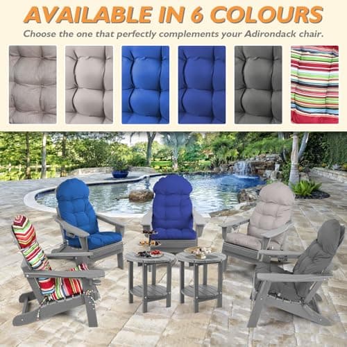 Adirondack Chair Cushions Set of 4, Outdoor Rocking Chair Cushions, Water Resistant Glider Rocker Chairs Replacement Cushions Set with Straps