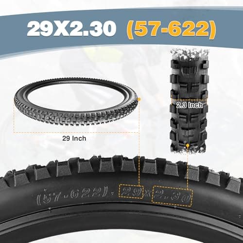 WEEROCK MTB Bike Tire Two Pack 26/27.5/29 Inch Tire Folding Bead Replacement Tyre, 2.3 Inch Wide Mountain Bicycle Tires with Inner Tubes, Black/Brown Wall Side