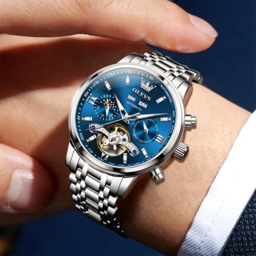 OLEVS Automatic Watches for Men Luxury Skeleton Multi-Function Mechanical Watch Self Winding Date Waterproof Luminous Mens Watch