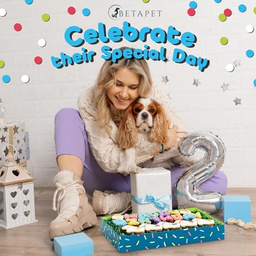 Dog Birthday Cookies - Treats for Dogs at Any Age - Made With Human-Grade Ingredients - Happy Bday Cookies for Boy or Girl Puppy - First Bday Gift - Baked Fresh in USA