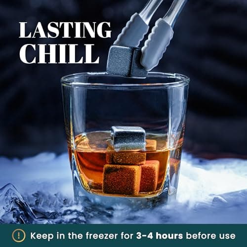 Whiskey Stones Gift Set by Royal Reserve – Artisan Crafted Reusable Chilling Rocks for Scotch – Stocking Stuffer for Men - Bourbon Gifts for Husband Dad Boyfriend Guy