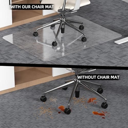 Office Chair Mat for Carpet, 32x48 Heavy Duty Clear Plastic Rolling Chair Mat for Carpet Floor, Under Computer Desk Chair Floor Mats Protector Carpeted Floors