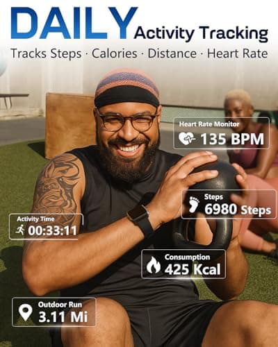 MorePro Fitness Tracker with 24/7 Heart Rate & Blood Pressure Monitor, Blood Oxygen & Sleep Tracker, Smart Watch with Step Calorie Counter, IP68 Waterproof Activity Tracker for Women Men Android iOS