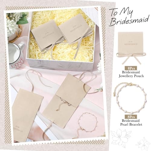 Pearl Bridal Jewelry Favor, Microfiber Pouch, Wedding Party Favor, Proposal Stuffer, Bridesmaid Gift Set of 8 Quelay 16 Pcs Bridesmaid Bracelet Gift with Pouch B0DNS51NB8