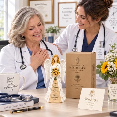 Handcrafted Classy 2026 Happy Ideas Female Retired Keepsake for Retiring Teacher Nurse Coworker Doctor Friend Retirement Gifts for Woman: 5.9” Sunflower Angel Figurine B0H89MG22P