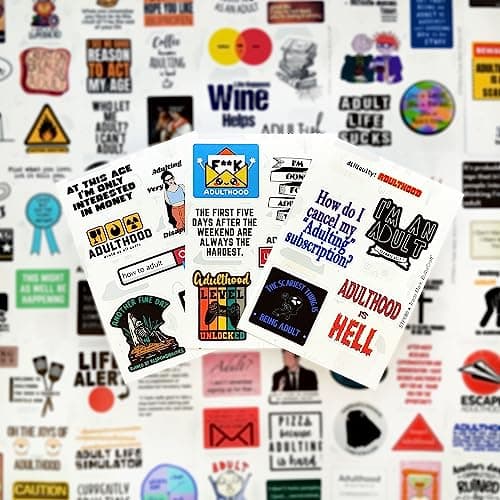 100Pcs Funny Adulting Stickers, Adulting is Hard Stickers, Funny Decals for Adults, Adult Reward Decals, Gifts for Women & Men B0C1S6BL2N
