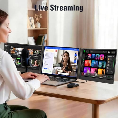 APILDELLA 15.6’’ Triple Laptop Screen Extender, 1080P FHD Portable Dual Monitor for Laptop USB C HDMI, Plug-Play Monitor Extender for Triple Display for Mac/Windows, Fit 13”-17.3” Laptops