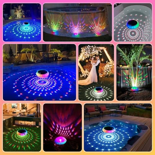Floating Pool Lights Solar Powered, 7.6 Inch RGB Upper& Lower Color Changing Solar Pool Lights that Float with Dynamic Lighting Effects, IP68 Waterproof Swimming Pools Light for Party Decor(2)