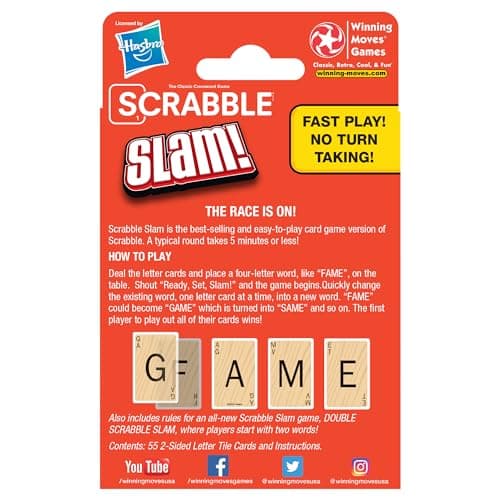 Scrabble Slam Card Game The Original 2000's Mega Hit, Fast-Paced Card Game Version of Scrabble, for 2 to 4 Players, Ages 8+