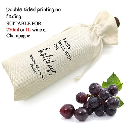 Socive Holiday Party Hostess Gift Wine Bag for Him Her, Holiday Gift, Christmas Gifts Ideas-Reusable Drawstring Wine Bag