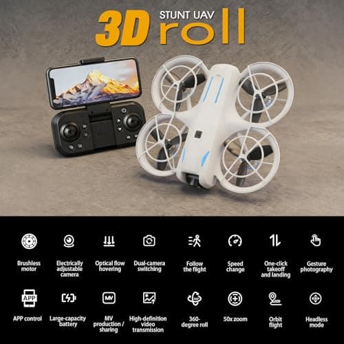 drone with Camera 4K for Adult Beginners,RC Quadcopter featuring Altitude Hold, One-Key Takeoff/Landing, Auto Follow,3-Speed Adjustment,Stunt Roll -Ideal Holiday Gift.