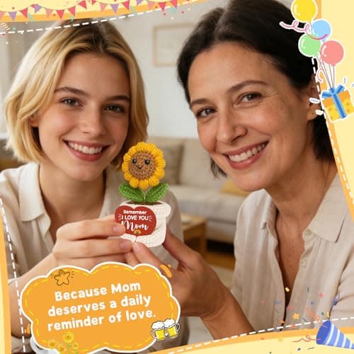Best Moms Gift from Daughter Son to Mother in Law Mama Grandma Christmas stocking stuffers Remember I Love You Mom Gifts for Birthday Mother’s Day Crochet Sunflower B0GHY7ZSJN