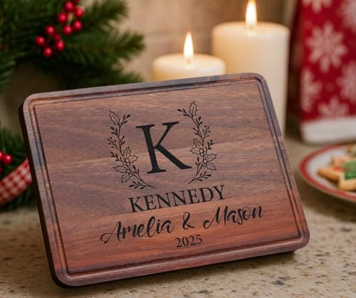 Custom Cutting Board Gift for Christmas, Engraved Wood Charcuterie Board for Housewarming, Anniversary, New Home, Wedding, Engagement, Best Gift Ideas for Couples, Parents, Women, Newlyweds