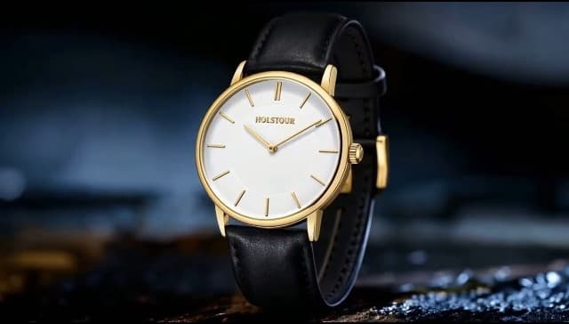 HOLSTOUR Watches for Mens Minimalist Fashion Business Wrist Watch Analog with Leather Strap