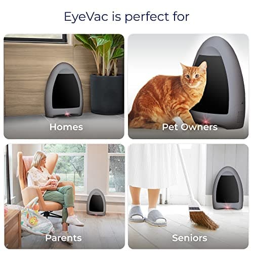 EyeVac Home Touchless Vacuum Automatic Dustpan - Great for Sweeping Pet Hair Food Dirt Kitchen - Ultra Fast & Powerful, No More Bending Down, Bagless, Corded, Automatic Sensors, 1000 Watt (Silver)