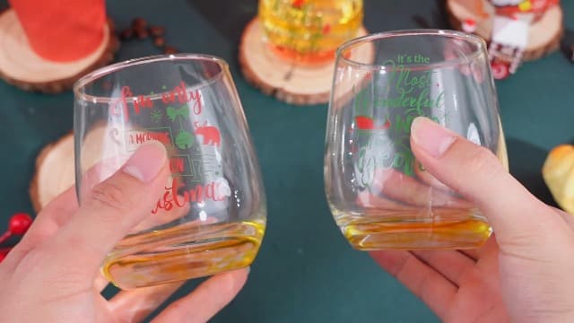 Funtery 6 Pcs Christmas wine Stemless Glass Funny Christmas Gift Set for Teacher Men Women Family Friend Coworker, Gift Ideal Birthday Wedding Party Supplies(Novel Style)