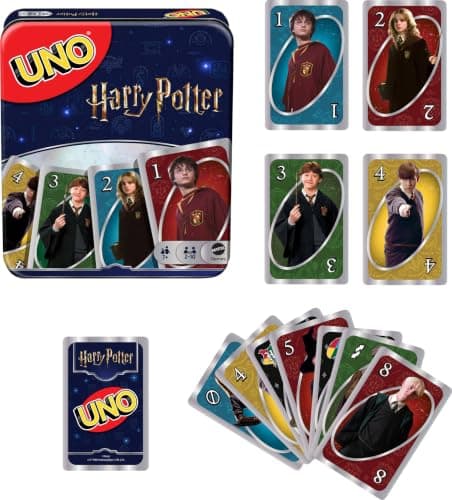 Movie-Themed Deck & Special Sorting Hat Rule for Kids, Teens & Family Game Night for 2-10 Players Mattel Games UNO Harry Potter Card Game with Storage Tin, Ages 7+ B07KSHBB36
