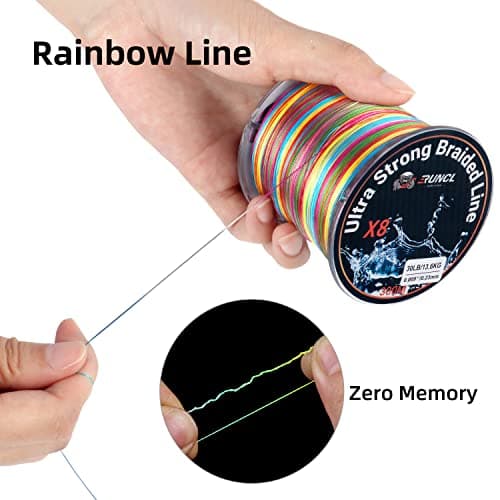 RUNCL 8 Strands Braided Fishing Line - High Visibility Colored Braid Line, Super Strong, Abrasion Resistant, No Stretch, 328yds/546yds/1093yds, 12lb to 100lb for Saltwater or Freshwater Fishing