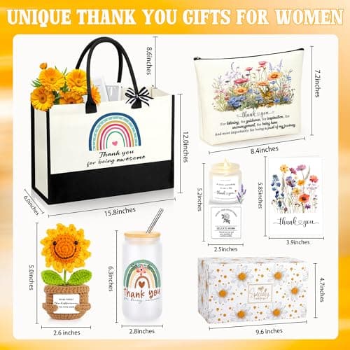 Thank You Gifts for Women Coworkers, Appreciation Farewell Goodbye Going Away Gifts for Coworker Friends Teacher Employees, Christmas Mothers Day Birthday Gifts for Women Set of 6