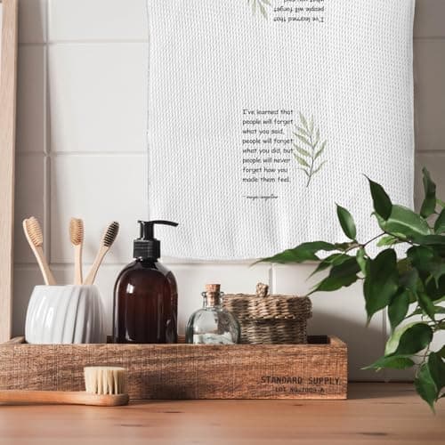 TNUW Hostess Gifts Kitchen Towels - Hostess Gifts for Women,Inspirational Quote Soft and Absorbent Kitchen Tea Dish Hand Towels 16″×24″(White)