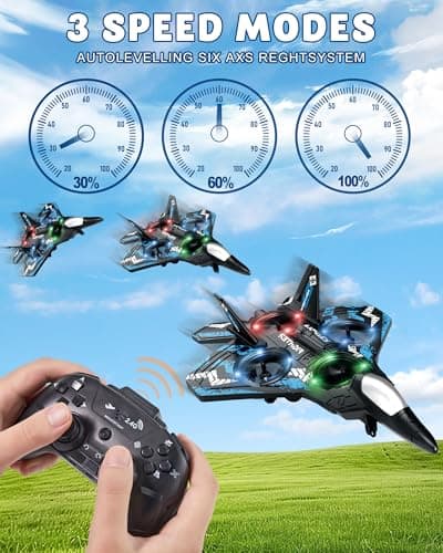 JoyRapt Drones for Kids Form RC Plane, Remote Control Airplane, Aircrafts Toys for Boys, Jet Helicopter Drones with LED Lights 360° Flip, Gifts for 6 8 10 Year Old Boys, 2 Rechargeable Batteries
