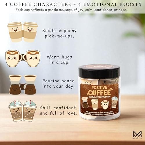 Miarita Positive Coffee Jar- 60 Funny Coffee Lover Gift for Women Men Teachers Gifts, Employee Nurse Teacher Appreciation Gift, End of Year Teachers Gifts, White Elephant Gifts for Women Men Friends B0FJ21JRRM