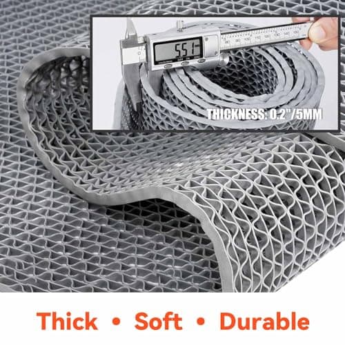 Drainage Non Slip Floor Mat 3x5 FT, Heavy-Duty PVC Rubber Runner Mat, Cuttable Flooring Roll for Wet Areas in Bathroom, Pool, Garage, Kitchen, Sauna, Indoor Outdoor Use, Gray