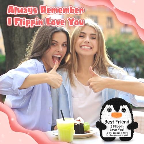 Best Friend Friendship Gifts for Women Birthday Christmas, Handmade Crochet Penguin Present for Best Friend, Funny for Birthday Christmas, Women Girl Friend Gifts Emotional