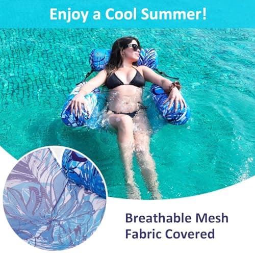 Inflatable Pool Float Chair - 2 Pack Pool Floats Adult Heavy Duty, Water Floating Lounge Chairs, Blow up Floaties Adults for Summer Fun Party Lake Beach