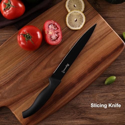 ROMANTICIST Kitchen Knife Sets, 10PCS High Carbon Stainless Steel Knife Sets with Block, Black Knife Block Set, Knives Set for Kitchen with Anti-slip Handle, Exquisite Knives Set New Home Essentials B0FL25YQ5J