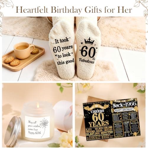 40th 50th 60th Birthday Gifts for Women Tote Bag Birthday Gifts Set for Mom Wife Sister Grandma Birthday Gifts for Her