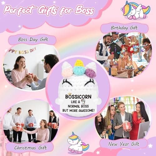 Christmas Boss Gifts for Boss Lady Women, Bossicorn Xmas Stocking Stuffers White Elephant Birthday Unicorn Office Gift for Boss Female Appreciation Thank You Present for Supervisor Manager Leader