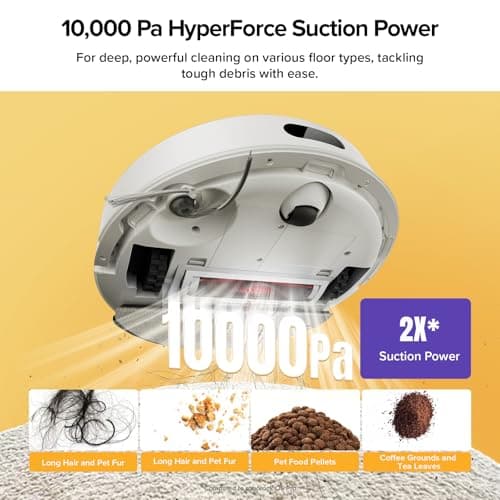 roborock Q7 M5+ Robot Vacuum and Mop, Upgraded from Q5 Max+, Up to 7-9 Weeks Self-Empty, 10000Pa Suction, Dual Anti-Tangle System for Pet Hair & Carpet, PreciSense LiDAR Navigation, App Control, White