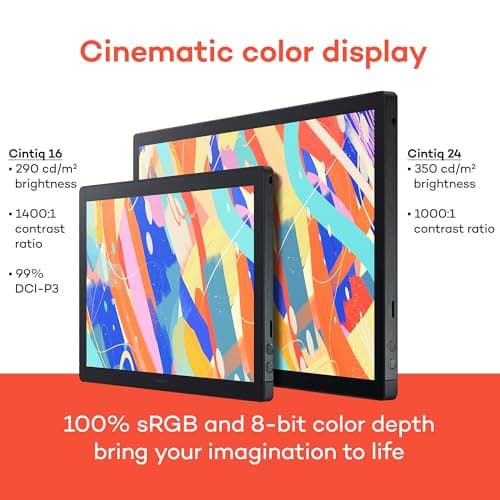 Wacom Cintiq 16 Drawing Tablet with Screen, 16 inch Display, Pro Pen 3 (Battery-Free), 100% sRGB Pen Display for Artists, Designers, Animation, Game Dev, Works with Mac, PC