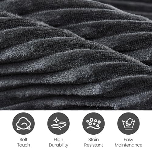 Bean Bag Chairs for Teens, 3FT Bean Bag with Memory Foam Filling, Bean Bag Chairs with Plush Microfiber Removable Cover, Cozy Sofa for Reading, Gaming- Black