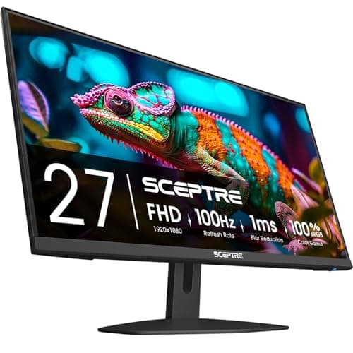 New! Sceptre 27-inch Gaming Monitor 100Hz 1ms DisplayPort HDMI x2 100% sRGB AMD FreeSync Build-in Speakers, Eye Care Frameless Machine Black 2025 (E275W-FW100T Series)