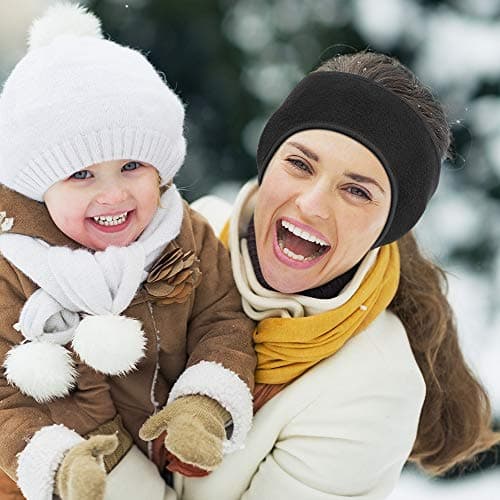 Komake Ear Warmers Headband, Fleece Earmuffs Running Headband Winter Ear Covers Moisture Wicking Ski Sport Headband for Men & Women (19.2 inches, One Size, Cycling)