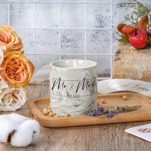 Mr and Mrs Gifts, Wedding Gift for Couples, Newlyweds Wedding Registry Bride and Groom to Be, Bridal Shower Gifts - 6 Oz 2025 New Couple Ceramics Candle
