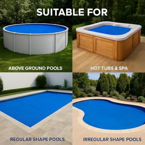SunHeater Pool Solar Blanket - Heavy Duty Rectangular Thermal Cover with Bubbles - Heat Transfer Solar Pool Heater for In-Ground Swimming Pools - Durable 12 Mil Thick Polyethylene - 16' x 32' Feet